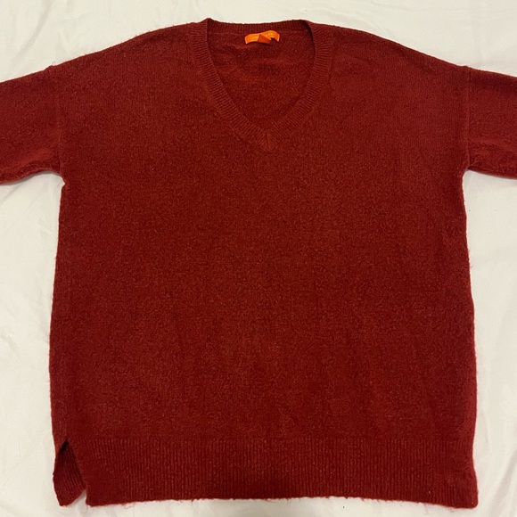 COZY OVERSIZE FIT RED CRIMSON VINTAGE JOE FRESH V NECK SWEATER - Picture 3 of 3